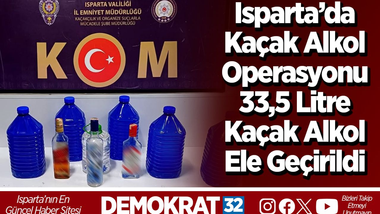 Isparta’da Kaçak Alkol Operasyonu 33,5 Litre Kaçak Alkol Ele Geçirildi