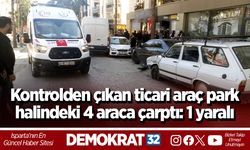 Kontrolden çıkan ticari araç park halindeki 4 araca çarptı: 1 yaralı