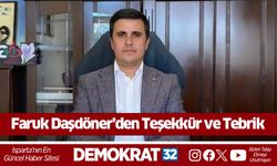 Faruk Daşdöner’den Teşekkür ve Tebrik