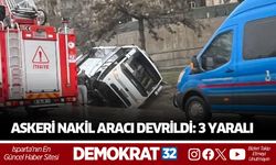 ASKERİ NAKİL ARACI DEVRİLDİ: 3 YARALI