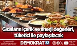 Gıdaların içerik ve enerji değerleri, tüketici ile paylaşılacak