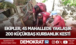 EKİPLER, 45 MAHALLEDE YAKLAŞIK 200 KÜÇÜKBAŞ KURBANLIK KESTİ
