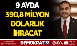 9 AYDA 390,8 MİLYON DOLARLIK İHRACAT