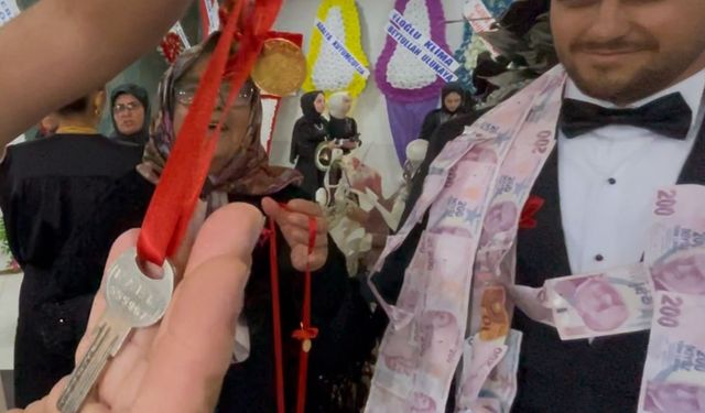 Tek torununa düğünde takı olarak ev, araba ve tarla hediye etti