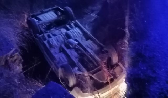 Köpeğe çarpmamak için direksiyonunu kırdığı otomobil kanala düştü: 1 yaralı