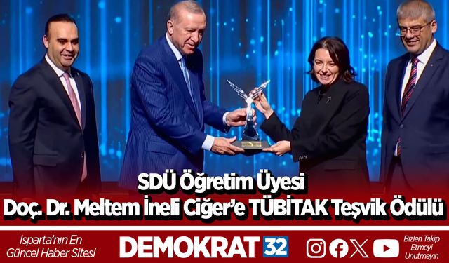 SDÜ Öğretim Üyesi Doç. Dr. Meltem İneli Ciğer’e TÜBİTAK Teşvik Ödülü