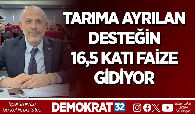 TARIMA AYRILAN DESTEĞİN 16,5 KATI FAİZE GİDİYOR
