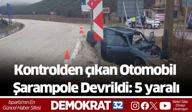 Kontrolden çıkan Otomobil Şarampole Devrildi: 5 yaralı
