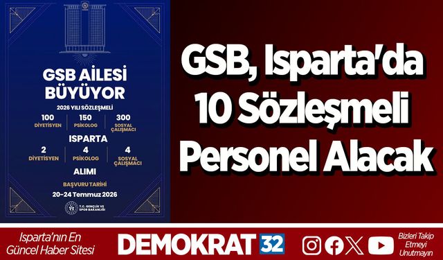 GSB, Isparta'da 10 sözleşmeli personel alacak