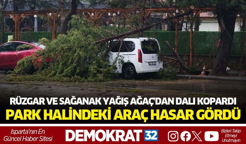 Rüzgar ve Sağanak Ağacı Devirdi: Park Halindeki Araçta Hasar Oluştu