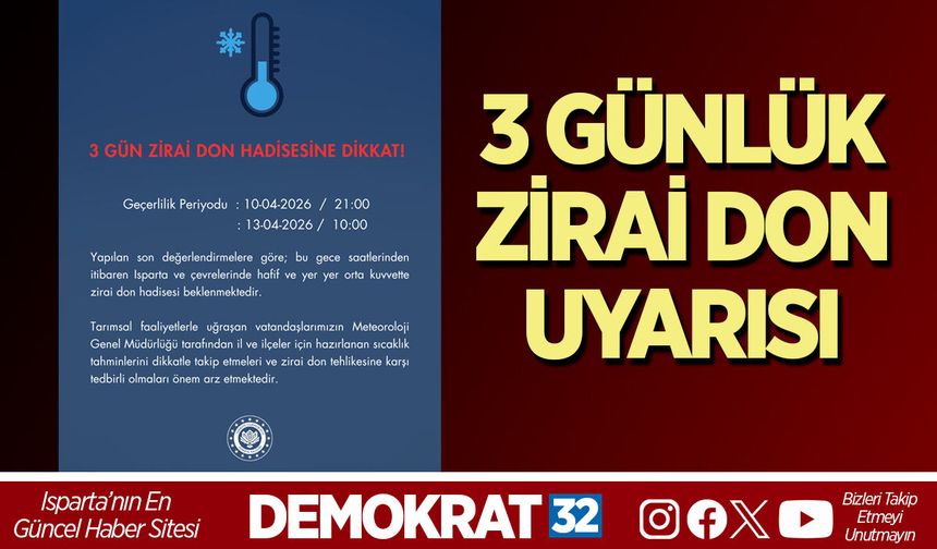 3 GÜNLÜK ZİRAİ DON UYARISI