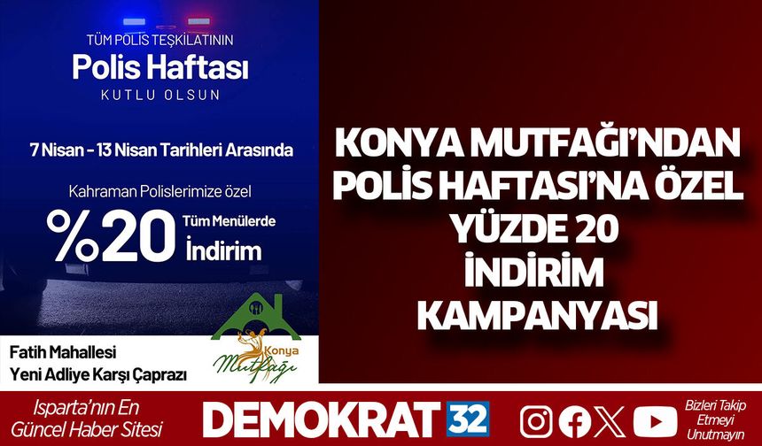 Konya Mutfağı’ndan Polis Haftası’na Özel Yüzde 20 İndirim Kampanyası