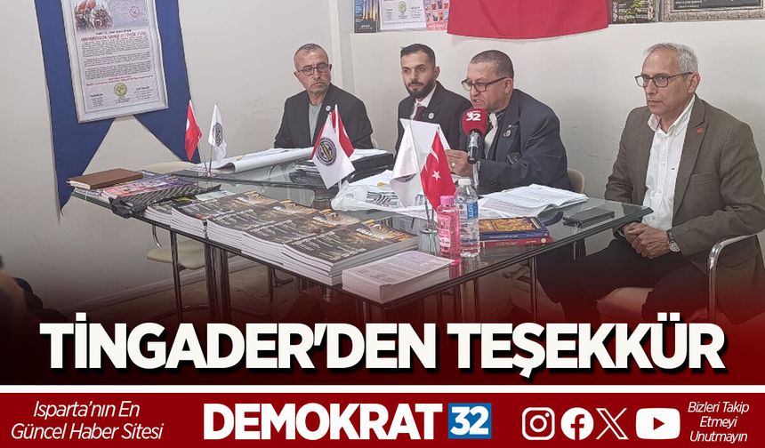TİNGADER'DEN TEŞEKKÜR