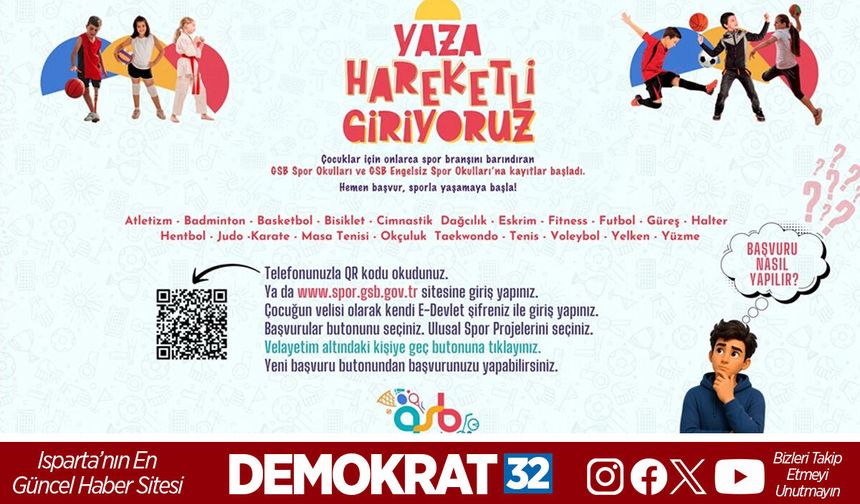 GSB Spor Okulları Kayıtları Isparta'da Başlıyor: 22 Branş Ücretsiz
