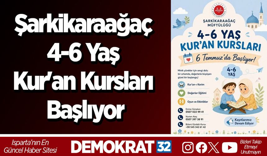 Şarkikaraağaç 4-6 Yaş Kur'an Kursları Başlıyor