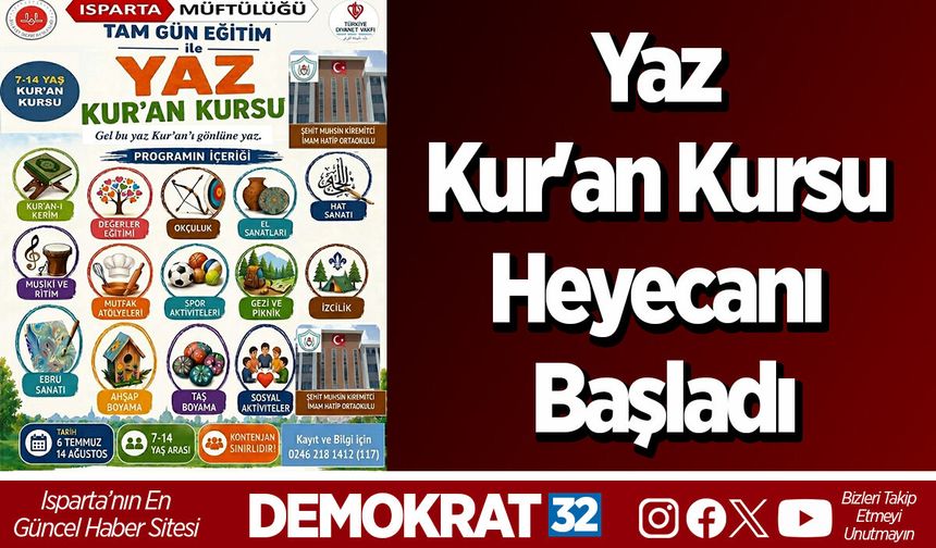 Yaz Kur'an Kursu Heyecanı Başladı