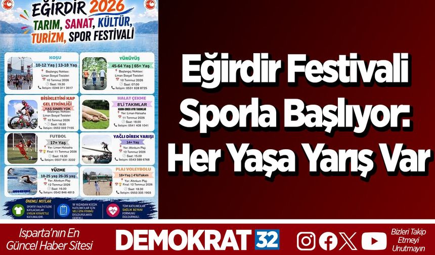 Eğirdir Festivali Sporla Başlıyor: Her Yaşa Yarış Var