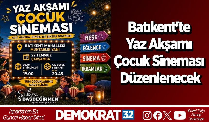 Batıkent'te Yaz Akşamı Çocuk Sineması Düzenlenecek