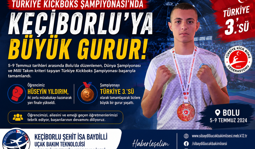 Türkiye Kickboks Şampiyonası’nda Keçiborlu’ya Büyük Gurur: Türkiye Üçüncülüğü Geldi