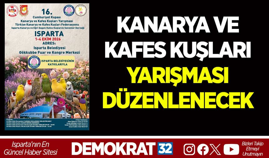 KANARYA VE KAFES KUŞLARI YARIŞMASI DÜZENLENECEK
