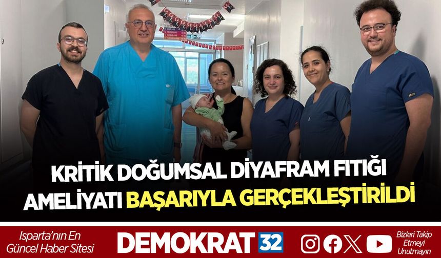 KRİTİK DOĞUMSAL DİYAFRAM FITIĞI AMELİYATI BAŞARIYLA GERÇEKLEŞTİRİLDİ