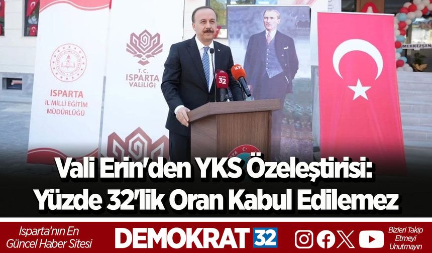 Vali Erin'den YKS Özeleştirisi: Yüzde 32'lik Oran Kabul Edilemez