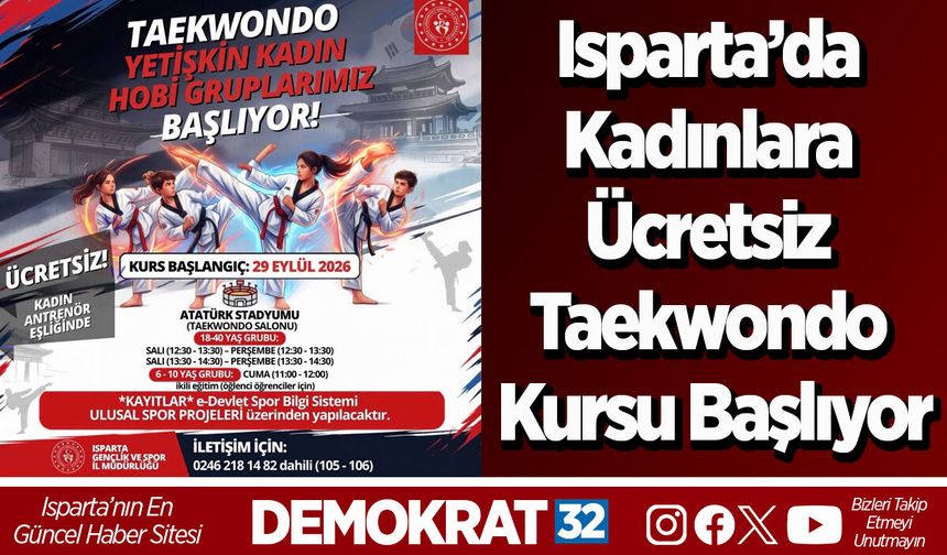 Isparta’da Kadınlara Ücretsiz Taekwondo Kursu Başlıyor
