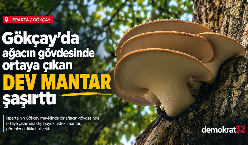 Gökçay’da Ağacın Gövdesinde Ortaya Çıkan Dev Mantar Şaşırttı