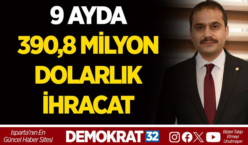 9 AYDA 390,8 MİLYON DOLARLIK İHRACAT