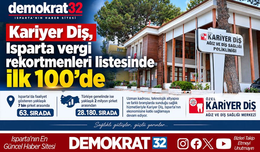 Kariyer Diş, Isparta vergi rekortmenleri listesinde ilk 100’de
