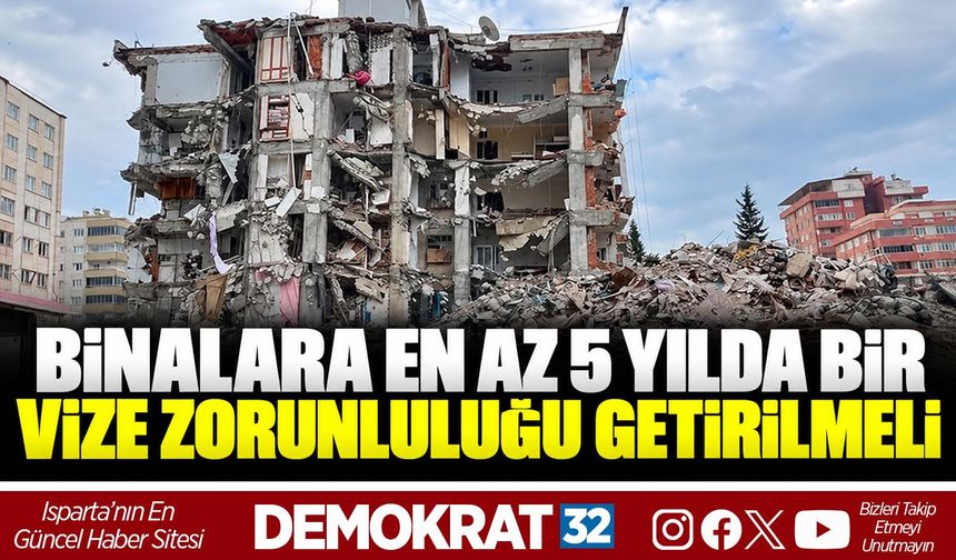 BİNALARA EN AZ 5 YILDA BİR VİZE ZORUNLULUĞU GETİRİLMELİ