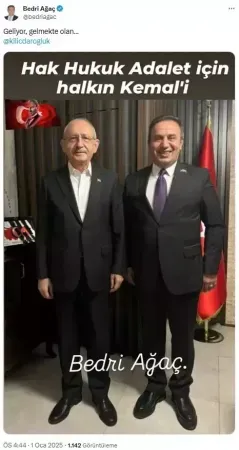 <p><span>CHP'de genel başkanlık koltuğunu Özgür Özel'e bırakan Kemal Kılıçdaroğlu'nun siyasete geri dönüp dönmeyeceği gündemden hiç düşmedi. Kılıçdaroğlu daha önce yaptığı açıklamalarda dönmeyeceğini belirtirken, eski CHP Gümüşhane İl Başkanı Bedri Ağaç'tan dikkat çeken bir paylaşım geldi.</span></p>
