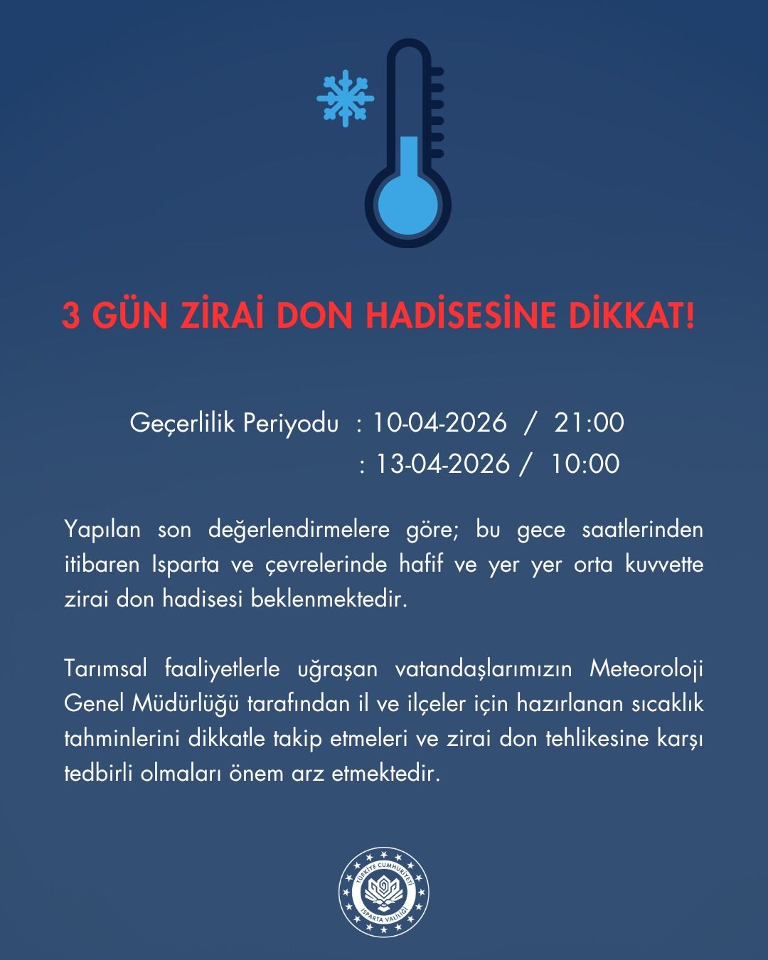 3 Günlük Zi̇rai̇ Don Uyarisi