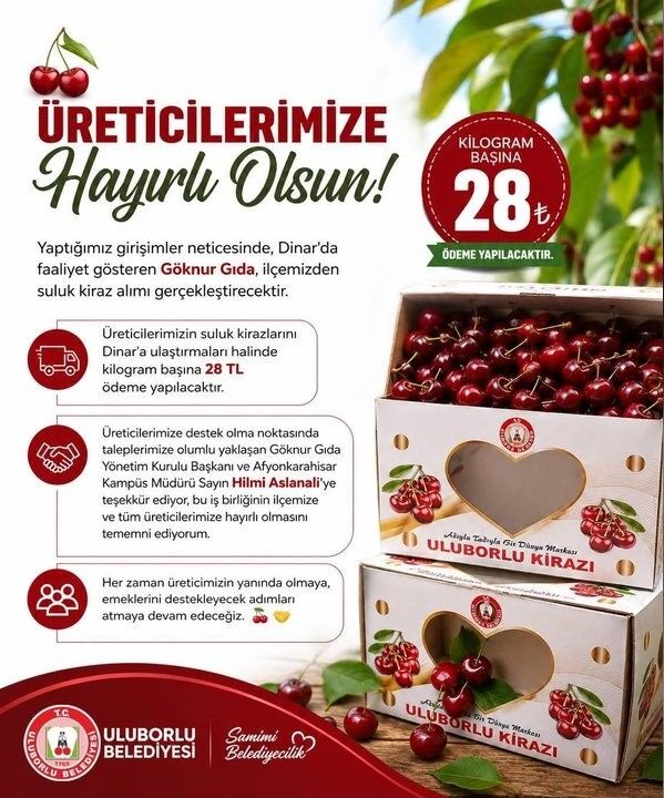 Uluborlu Kirazina Can Suyu Kilogrami 28 Tl Den Alinacak 1